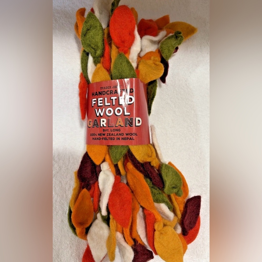 Trader Joe's Handcrafted Felted Wool Garland - Autumn Multi-Color